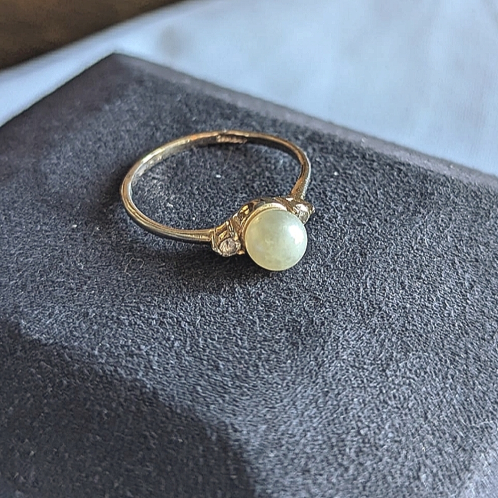 Vintage 18k Gold Plated Pearl Ring